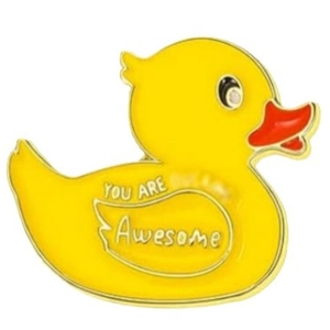 Broche canard jaune en émail avec slogan 'YOU ARE Awesome' pour sacs et chapeaux