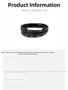 Detail of men's multi-layer leather bracelet with tiger eye beads and 304 steel clasp