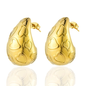 Boucles d'Oreilles Clous Goutte en Acier Inoxydable Coeur pour Femmes Poli Or Argent Électroplaqué Bijoux Géométriques Cadeau