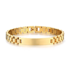 Bracelet de Montre en Acier Inoxydable Poli Avec Plaque Courbée Chaîne à Maillons Géométriques Pour Hommes Femmes Bijoux Unisexes Métalliques