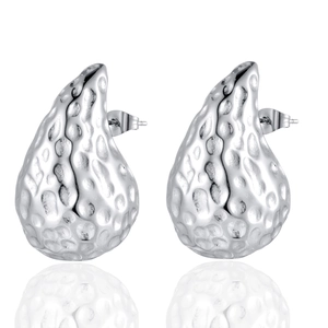 Boucles d'oreilles goutte d'eau martelées en acier inoxydable plaqué or 18 carats