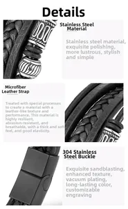 Detail showing the multi-layer microfiber leather and 304 stainless steel magnetic clasp