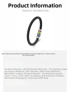 Detail view of the colorful striped 316L stainless steel magnetic clasp on braided leather