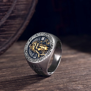 Vintage Religious Jesus Christ Relief Stainless Steel Ring For Men Personalized Two Tone Gold Silver Cross Punk Seal Signet Ring