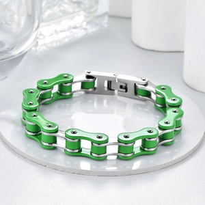 Bracelet Chaîne de Vélo en Acier Inoxydable Punk Rock pour Hommes Bijoux Biker Hip Hop Bracelet à Maillons Polis