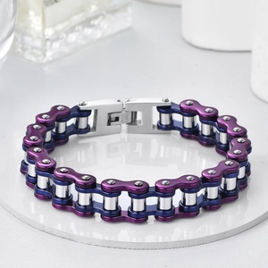 Industrial Bike Chain Bracelet Men Stainless Steel Punk Rock Multicolor Bicycle Chain Wristband Heavy Metal Jewelry Biker Gift
