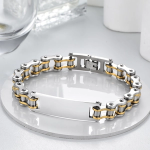 Bicycle Motorcycle Chain ID Bracelet 304 Stainless Steel Polished Link Bracelet Punk Hip Hop Style Jewelry for Men