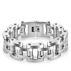 Bracelet pour homme style hip hop chaîne de vélo 22mm en acier inoxydable poli