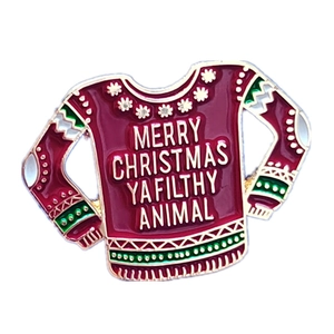 Alloy Christmas Ugly Sweater Brooch Enamel Pin Merry Christmas Ya Filthy Animal Festive Lapel Badge Jewelry For Men Women