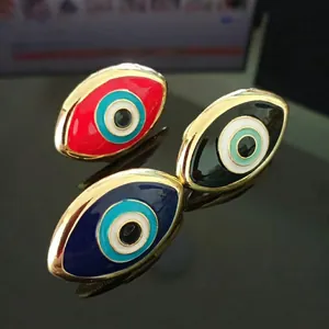 Vintage Alloy Evil Eye Open Ring For Women Adjustable Enamel Eye Drip Oil Fashion Jewelry Statement Finger Ring Accessory Gift