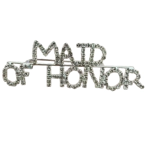 Sparkling crystal Maid of Honor letter brooch in silver alloy for wedding accessory