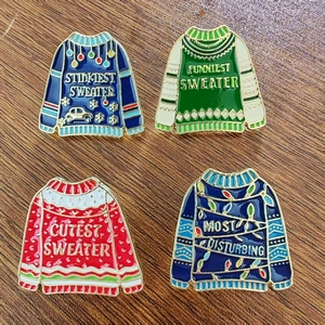 Christmas Ugly Sweater Enamel Brooch Pin Cute Alloy Drip Oil Badge Most Disturbing Cutest Sweater Jewelry For Party Gift
