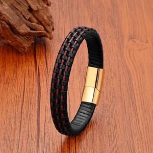 Bracciale Unisex in Acciaio Inossidabile e Pelle Artificiale Intrecciata Con Chiusura Magnetica Multistrato Moda Intreccio Gioiello Regalo