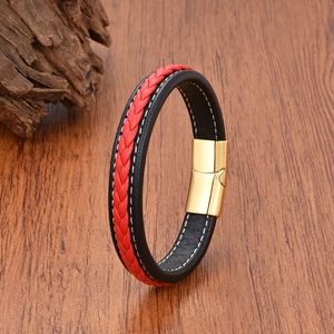 Handmade Braided Leather Bracelet For Men Women Stainless Steel Magnetic Buckle Minimalist Retro Woven Wristband Jewelry Gift