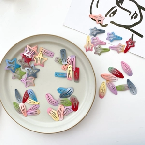 Pinces à Cheveux en Métal Dégradé Étoile Cœur Papillon pour Filles Style Coréen Vernis Mat Barrette BB Accessoires Cheveux Enfants