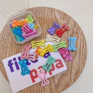 Fermagli per capelli colorati a forma di osso in metallo con glitter e custodia trasparente