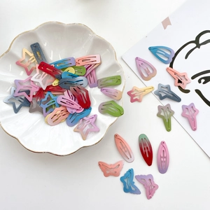 Barrettes à cheveux en métal dégradé macaron en forme d'étoile et de papillon