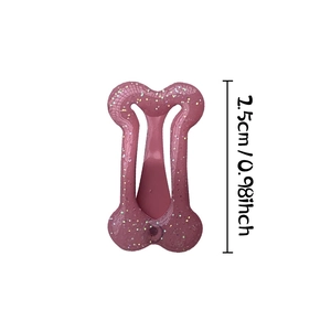 Fermaglio a forma di osso rosa con glitter colorati, lunghezza circa 2,5 cm