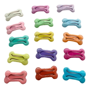 Set di 15 fermagli per capelli glitterati a forma di osso per bimbe e cani