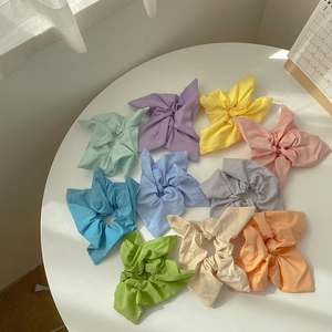 Set of 10 candy-colored bow scrunchies in sweet Korean style for daily hair styling