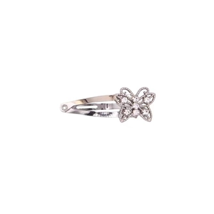 Vintage silver butterfly hair clip with sparkling rhinestones for a stylish hair accessory