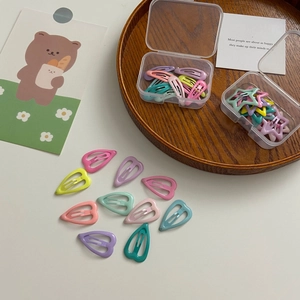 Set di 12 fermagli per capelli colorati a forma di stella e cuore con scatola
