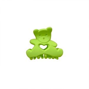 Pince à cheveux ours vert mat avec cœur ajouré pour coiffure de petite fille