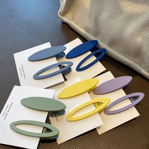 Matte Oval Hair Clips Korean Style Lacquer Metal Duckbill Clips Solid And Hollow Frame Hairpins For Women Styling Accessories