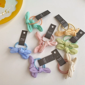 Élastiques à Cheveux en Tissu Doux Style Coréen Cordes à Cheveux Oreilles de Lapin pour Filles Enfants Accessoires Cheveux