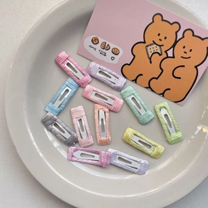 Handmade Ribbon Wrapped Metal BB Hair Clips For Girls Women Sweet Macaroon Square Snap Barrette Hairpins Accessories
