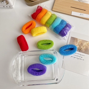 Lot d'élastiques à cheveux arc-en-ciel pour filles en tissu éponge doux haute élasticité