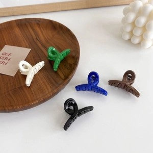 Glossy Klein Blue Mini Hair Claw Clip Minimalist Crossed Geometric Shark Clip Korean Style Acrylic Hair Accessory For Women Girls