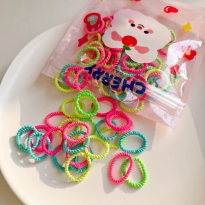 Rainbow elastic hair bands in neon colors with cute cloud bear packaging pouch