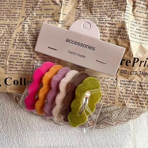 Lot de 5 barrettes à cheveux ondulées en velours aux couleurs vives style vintage
