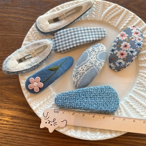 6er-Set blaue Blumen- und Denim-Haarspangen für Mädchen, 5,5 cm BB-Haarklammern