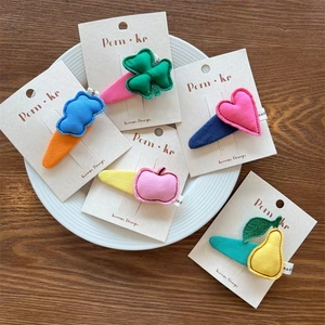Barrettes à Cheveux en Tissu Faites à la Main Forme de Fruit Nuage Cœur pour Enfants Doux Coloré Tissu BB Clips Accessoires Cheveux