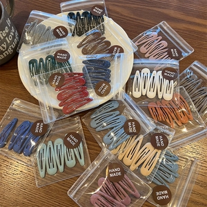 Macaron candy color metal BB hair clips set in transparent handmade packaging bag