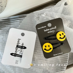 Barrettes à cheveux faites main avec smiley jaune pour enfants, certifiées KC