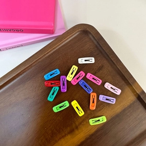 Set of colorful mini 2cm rectangle metal BB hair clips for girls and pets
