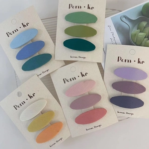Korean Style Oval Fabric Wrapped BB Hair Clips For Girls Morandi Gradient Color Hairpins Simple Sweet Side Fringe Clips