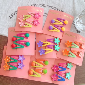 Cute Candy Color Flower Geometric BB Hair Clips For Kids Girls Sweet Resin Assorted Hair Accessories For Children Hand Made