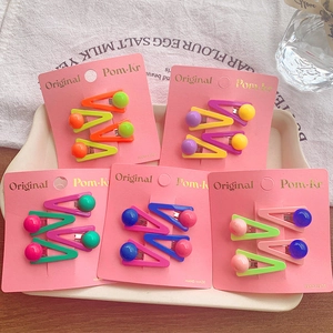 Cute Korean style colorful V-shaped flower hair clips set for girls and toddlers