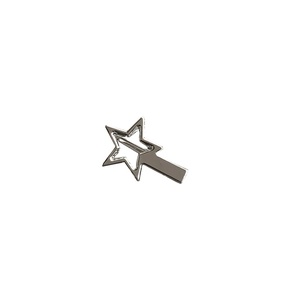 Polished silver metal hollow star hair clip with minimalist rectangular clasp for women
