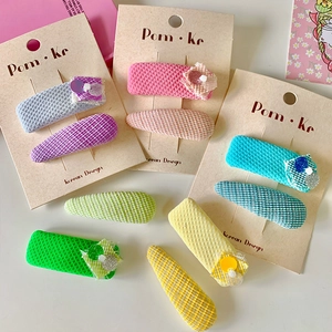 Sparkly sequin and fabric hair clips for kids in candy colors with Korean design