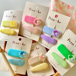 Kids Sequin Fabric Hair Clips Set Korean Sweet Candy Color Waffle Knit Lace Flower Hairpins For Girls Daily Accessories