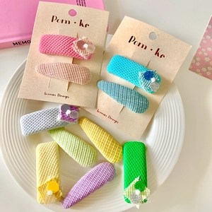 Handmade sequins fabric hair clips set in colorful macaron colors for girls