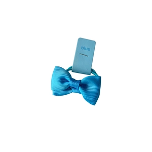 Blue bow hair tie for girls with elastic band and ribbed ribbon on display card