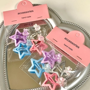 Cute Cartoon Rabbit Bear Star Hair Clips For Kids Glitter Plastic Resin BB Clips Sweet Girls Hair Accessories