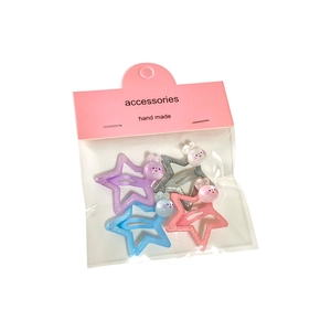 Sparkly star-shaped BB clips with cute cartoon bunnies in pastel colors for kids