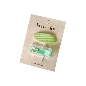 Lace handmade plaid hair clips in candy colors for girls with heart sequin detail